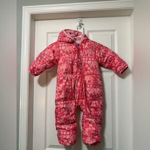 Columbia Pink Baby Snowsuit onesie size 12-18 months vvguc